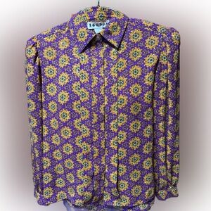 Jordan vintage 80s Purple and Yellow Geometric women’s  Shirt